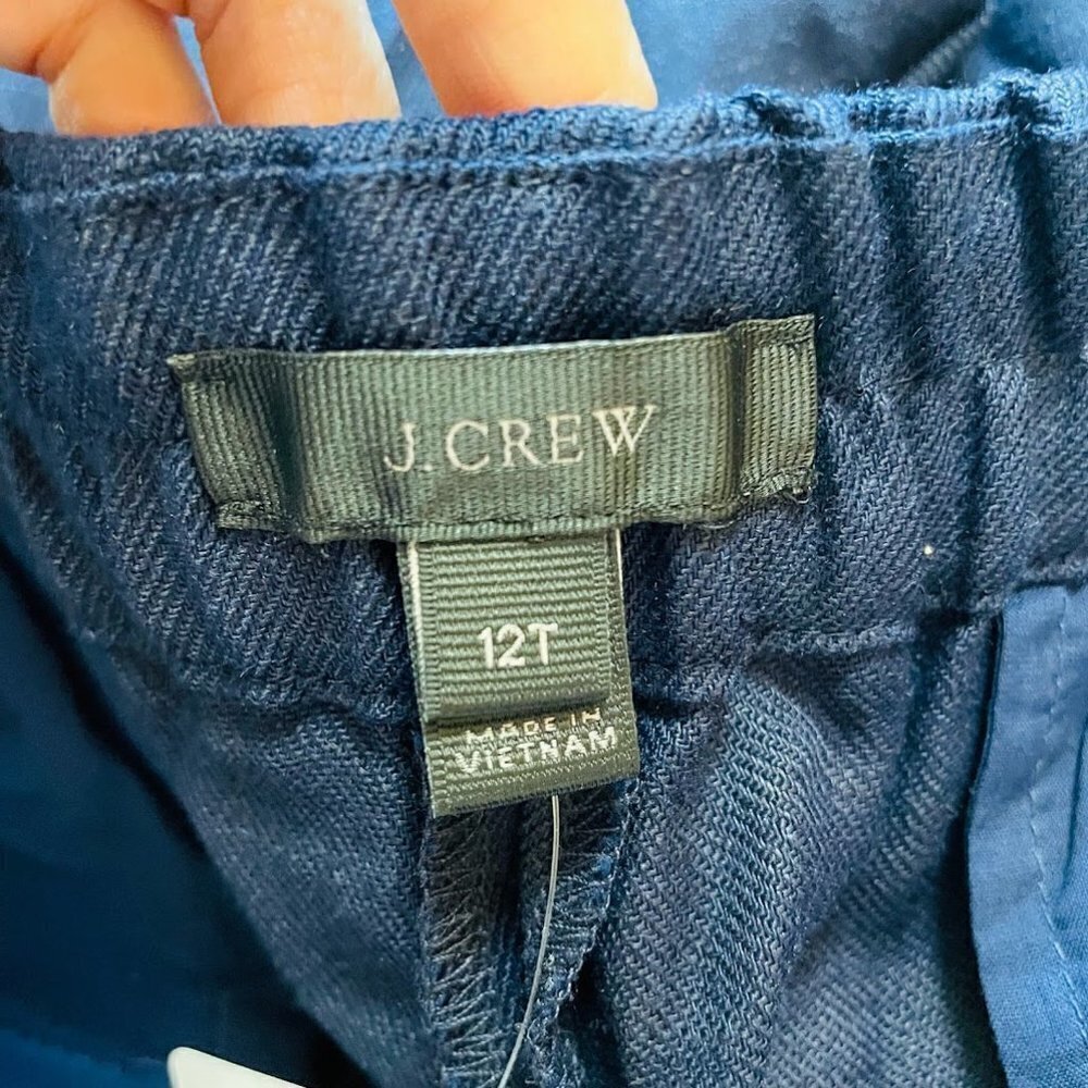NWT J. Crew TALL LONG Easy Pant Trouser Linen Navy Blue Elastic Waist Preppy 12 - Picture 10 of 12